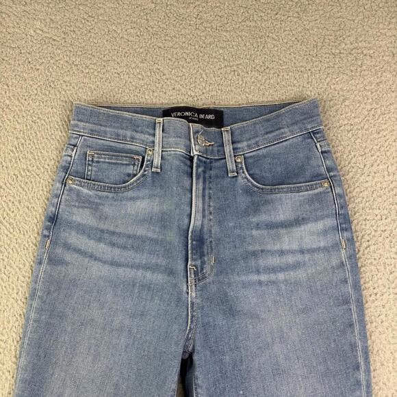Veronica Beard Jeans Womens Sz 27x26 Blue Carly Kick Flare High Rise Zip Fly - Picture 2 of 13